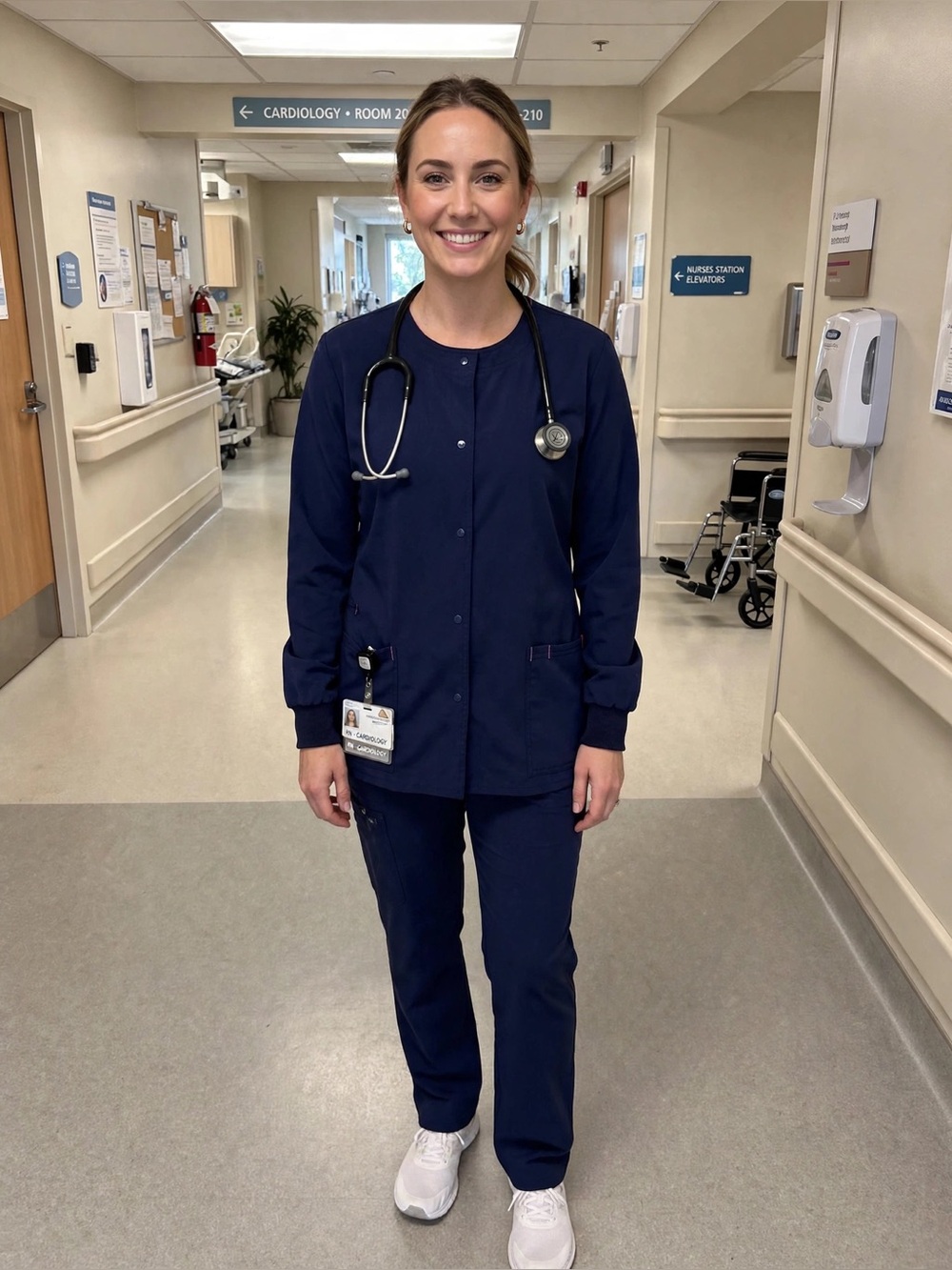 Scrubstar Navy Button-Front Women's Scrub Top